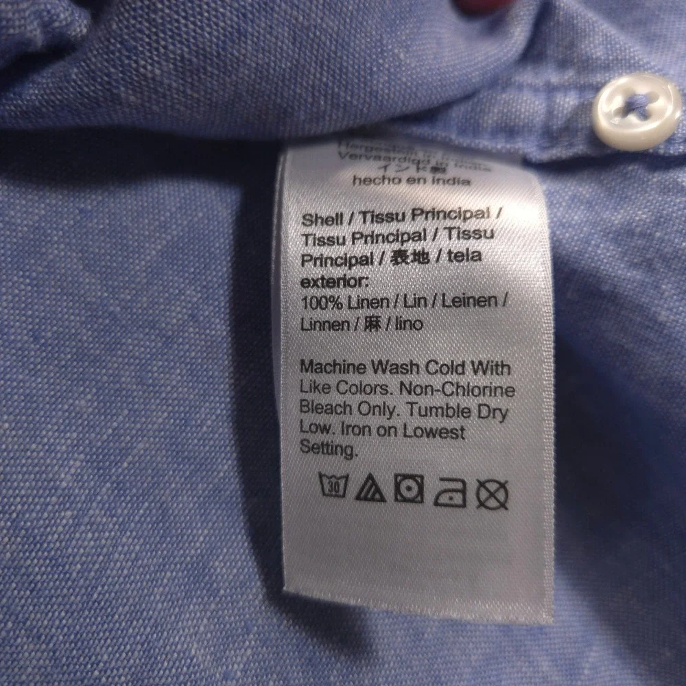 J Crew Baird McNutt Irish Linen Shirt Mens S Blue Slim Fit Long Sleeve Preppy